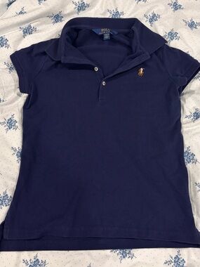 Polo by Ralph Lauren Navy Short Sleeve Girls Polo with Pony Logo